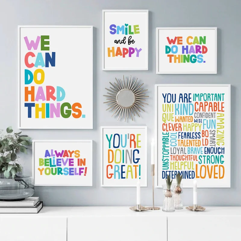 Kids Education Motivation - Olumlu Mesajlar İçeren Çocuk Odası Duvar